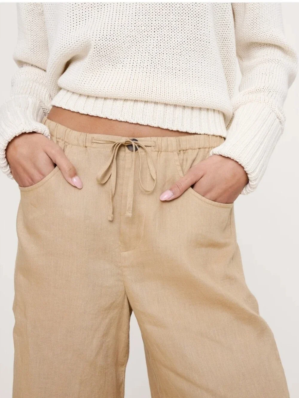 Banana Republic Wide Leg Drawstring Linen Pants